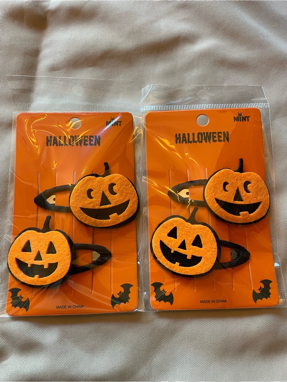 Mint Orange Pumpkin Jack-O'-Lantern Hair Clips - 4-Pack